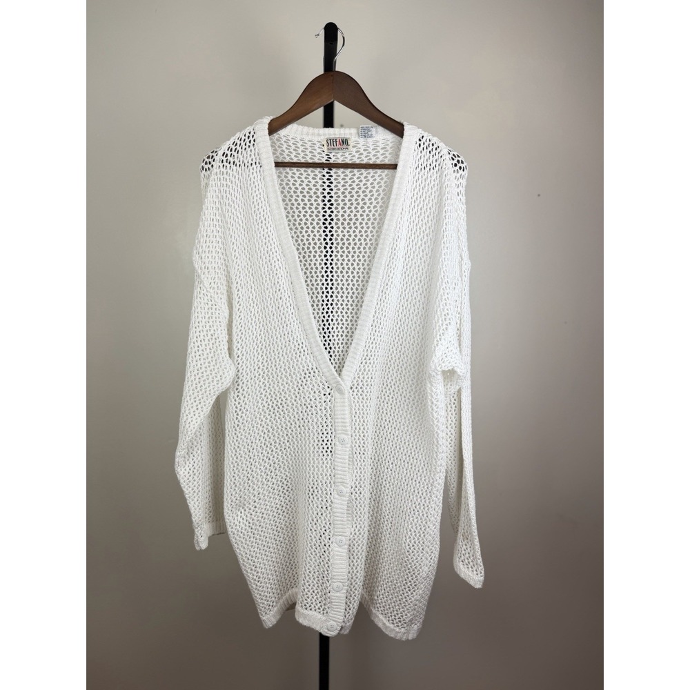 VTG Stefano International Women's Open Knit Cover Up  Cardigan V-Neck Boho